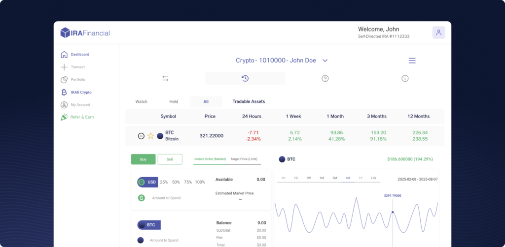 IRA Financial crypto desktop view
