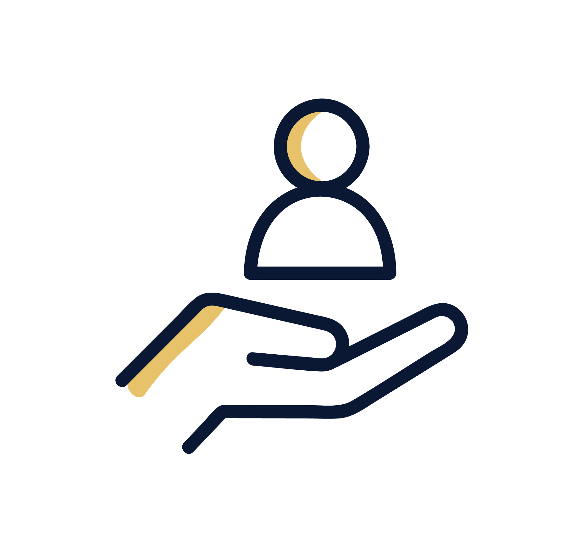 Hand holding a person icon