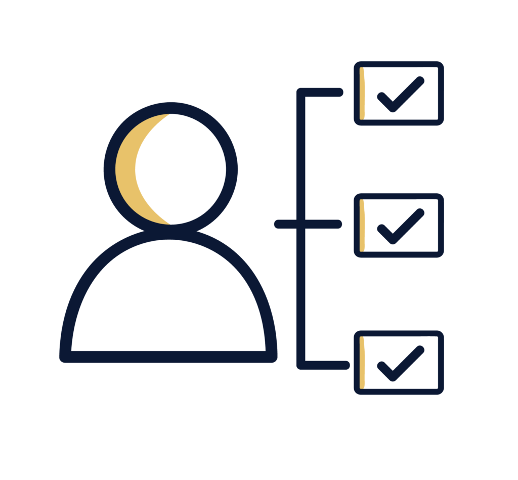 Person with a flow chart icon